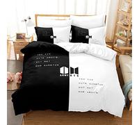 bts Kpop BTS Bangtan Boys Creative Fashion Logo Patrón Microfibra con Cremallera y Funda de Almohada (Color: B, Tamaño: Individual | 1 45 cm x 45 cm)