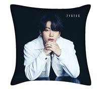 BTS Merchandising BTS Almohada cuadrada xcm Kpop Bangtan Boys Jungkook Jimin Suga V Funda de almohada cuadrada para sofá hogar 45 cm x 45 cm