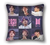 BTS Merchandising BTS - Cojín familiar de algodón y lino, almohada casual Jin Suga JHope RM Jimin V Jung Kook cuadrada de 45 cm x 45 cm