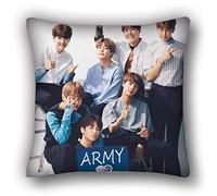 BTS Merchandising BTS - Cojín familiar de algodón y lino, almohada casual Jin Suga JHope RM Jimin V Jung Kook cuadrada de 45 cm x 45 cm