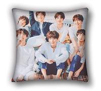 BTS Merchandising BTS - Cojín familiar de algodón y lino, almohada casual Jin Suga JHope RM Jimin V Jung Kook cuadrada de 45 cm x 45 cm
