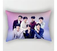 BTS Merchandising BTS - Fundas de almohada de piel de melocotón xcm Kpop Bangtan Boys Team Poster Print Funda de almohada regalos para hija 45 cm x 45 cm