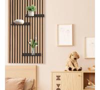 BTSAE Estantería para Paneles Acústicos, Estantería de Pared Metálica Negra, Accesorio para Paneles Acústicos, Estantería Flotante para Salón, Dormitorio, Oficina, Cocina, Estanterías para Paredes