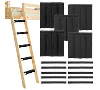 BTSKY 5 Almohadillas para Escalera de Litera Con 10 Correas de Cierre de Velcro Ajustables, Cubierta Antideslizante Negra, Cojín Acolchado de Espuma para Escalera de Cama