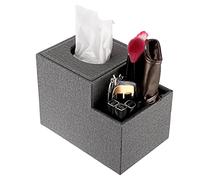 BTSKY Caja cuadrada de lino para pañuelos con organizador de bolsillo lateral multifunción para control remoto, cosméticos, bolígrafos, lápices, caja de pañuelos de mesa, caja de almacenamiento, color