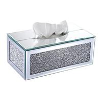 BTSKY Caja de pañuelos de cristal brillante con diamantes triturados de cristal para decoración del hogar, servilletero de mesa
