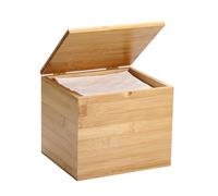 BTSKY Caja desechable de madera para toallas faciales, contenedor cuadrado de bambú para almacenamiento de toallas faciales, soporte de pañuelos para paños de limpieza, paños desmaquillantes