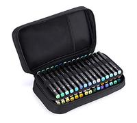 BTSKY Estuche Organizador de pintalabios, 60 Ranuras de Lona con Cremallera, Almacenamiento para marcadores Touch Spectrum Noir Paint Sharpie, Cartera vacía Solo (Negro)