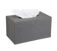 BTSKY Funda rectangular grande para caja de pañuelos, soporte para caja de pañuelos de lino extra alto, dispensador de papel de seda para el hogar y la oficina, organizador de almacenamiento de