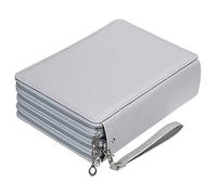 BTSKY Organizador de lápices de colores de 200 ranuras, estuche de piel sintética de lujo con asa extraíble, caja grande para lápices de colores, lápices de acuarela, gris