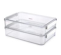 BTSKY Paquete de 2 cajas de almacenamiento apilables de plástico transparente para archivos, organizador portátil de proyectos, soporte de documentos para papel de archivo A4 de 8.5 x 13 pulgadas,