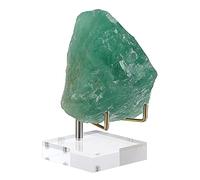 BTSKY Soporte de exhibición con brazo de metal dorado ajustable de tamaño mediano con base cuadrada de acrílico, expositor de monedas de coral fósil ágata mineral de roca geodi