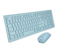 BTSLKEYLBCB Macally - Combo de teclado y mouse Bluetooth para Mac, iPad, iPhone, colores vibrantes de iMac, (3 canales, recargable, tamaño completo, teclas emoji)