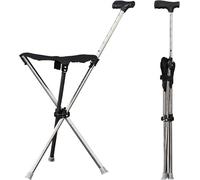 Btstil Bastón con asiento, bastón plegable 2 en 1 con asiento, silla de bastón de altura ajustable con mango antideslizante para viajes, senderismo, personas mayores y adultos
