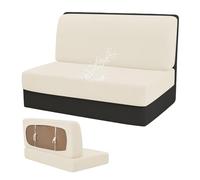 Btstil Juego de 2 fundas de asiento para autocaravana, respaldo y asiento para sofá cama, estampado de gofres, impermeables, elásticas, para caravanas, sofás y muebles (beige)