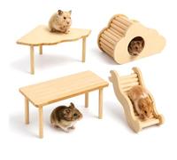 Btstil Juego de 4 accesorios de plataforma para hámster con plataforma, plataforma ondulada, casa de nubes y guía de ondas, accesorios para hámsters dorados, hámsteres enanos, jerbos, ratones (B)