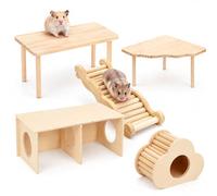 Btstil Juego de 5 accesorios de plataforma para hámster con plataforma, plataforma de abanico, guía de ondas, túnel escondido y casa de nubes, accesorios para hámsters dorados, hámsters enanos, jerbos