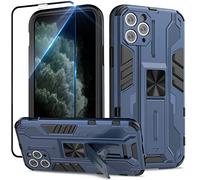 Btstring Funda para iPhone 11 Pro con Cristal Templado Protector Pantalla, Carcasa Protectora Antigolpes con Soporte Reforzado - Azul