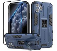 Btstring Funda para iPhone 11 Pro MAX con Cristal Templado Protector Pantalla, Carcasa Protectora Antigolpes con Soporte Reforzado - Azul
