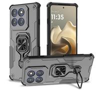 Btstring Funda para Motorola Edge 60 Pro, Carcasa Antigolpes con Soporte anular metálico, Case Protectora de Grado Militar, Negro