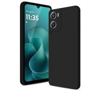 Btstring - Funda para Motorola Moto G06, funda de silicona suave con protección mejorada de la cámara, funda protectora delgada a prueba de golpes con forro de microfibra antiarañazos, color negro