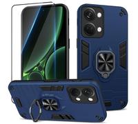 Btstring Funda para OnePlus Nord 3 con Cristal Templado Protector Pantalla, Carcasa Antigolpes con Soporte anular metálico, Case Protectora de Grado Militar, Azul