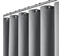 BTTN Cortina de Ducha de Tejido Waffle 120x200 cm, Estrecha Antimoho Impermeable Resistente con 8 Ganchos, Moderna y Lujosa Lavable Decorativa para Baño, Gris