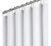 BTTN Cortina de Ducha de Tejido Waffle 180x200 cm, Antimoho Impermeable Resistente con 12 Ganchos, Moderna y Lujosa Lavable con Dobladillo Ponderado para Baño, Blanca