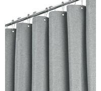 BTTN Cortina de Ducha de Tela 180x180 cm, Textura de Lino Antimoho Impermeable con 12 Ganchos, Moderna y Lujosa Lavable Resistente para Baño - Gris