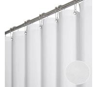 BTTN Cortina de Ducha de Tela 180x180 cm, Textura de Lino Antimoho Impermeable con 12 Ganchos, Moderna y Lujosa Lavable Resistente para Baño - Blanca, Poliéster Decorativo