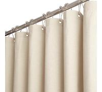 BTTN Cortina de Ducha de Tela Beige 120x200 cm, Textura de Lino Estrecha Antimoho Impermeable con 8 Ganchos, Moderna y Lujosa Lavable Gruesa para Baño, Crema