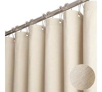 BTTN Cortina de Ducha Pequeña de Tela, Textura de Lino Antimoho Impermeable con 8 Ganchos, Moderna y Lujosa Lavable para Baño, 120x180 cm, Beige/Crema, Poliéster Decorativo