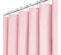 BTTN Cortina de ducha, tela, rosa, 180 x 200 cm, textura de lino, resistente al moho, tela lavable, cortina de ducha con 12 ganchos, moderna, repelente al agua, dobladillo con peso, cortinas de ducha