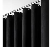 BTTN Cortina de Ducha Waffle Negra, Antimoho Impermeable Resistente con 8 Ganchos, Moderna y Lujosa Lavable con Dobladillo Ponderado para Baño, 120x180 cm