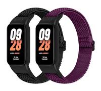 BTTNG Correa Elástica Compatible con Xiaomi Band 8 Active/Redmi Smart Band 2, 2 Pack Ajustable elástico de nylon Solo Loop Pulseras Deportes para Xiaomi mi Band 8 Active