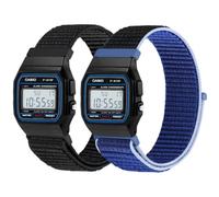 BTTNG Correas de nailon compatibles con Casio F-91W/F-84/F-94/F-105/F-108/AE-1200/W-217H/W-218H/A-158W/A-168W/SGW-300H/W-800H, correa deportiva elástica ajustable, cómoda pulsera de repuesto de nailon