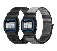 BTTNG Correas de nailon compatibles con Casio F-91W/F-84/F-94/F-105/F-108/AE-1200/W-217H/W-218H/A-158W/A-168W/SGW-300H/W-800H, correa deportiva elástica ajustable, cómoda pulsera de repuesto de nailon
