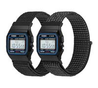 BTTNG Correas de nailon compatibles con Casio F-91W/F-84/F-94/F-105/F-108/AE-1200/W-217H/W-218H/A-158W/A-168W/SGW-300H/W-800H, correa deportiva elástica ajustable, cómoda pulsera de repuesto de nailon