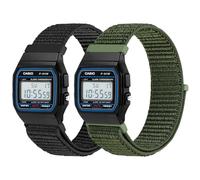 BTTNG Correas de nailon compatibles con Casio F-91W/F-84/F-94/F-105/F-108/AE-1200/W-217H/W-218H/A-158W/A-168W/SGW-300H/W-800H, correa deportiva elástica ajustable, cómoda pulsera de repuesto de nailon