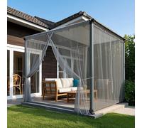 BTTO - Cortinas para Exteriores, Juego de 2 Cortinas, Mosquitera de Exterior, Visillo Cortinas Transparentes, con Bricolaje Ajustable, para Patio, jardín, Gazebo, Gris, L160 x 305 cm