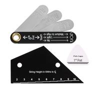 Btuty Herramienta de Medición de Guitarra, Medidor Acción Cuerdas y Regla Alivio del Cuello con Soporte Púa para Configuración bajo Eléctrico Acústico (02 estilo)