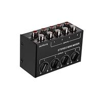 Btuty Mezclador de audio estéreo con entradas RCA de 4 canales Controles de volumen separados Full Metal Shell Mini