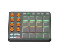 Btuty Pad MIDI RGB Personalizable, Teclado MIDI Inalámbrico, 16 Pads RGB, 6 Botones, 8 Perillas, Aplicación Móvil para PC Recargable Compatible con Principiantes (Negra)