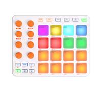 Btuty Pad MIDI RGB Personalizable, Teclado MIDI Inalámbrico, 16 Pads RGB, 6 Botones, 8 Perillas, Aplicación Móvil para PC Recargable Compatible con Principiantes (Blanca)