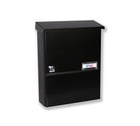 BTV | Buzón de Pared Modelo Colonia | Buzon Exterior con Cerradura de Seguridad | Buzon Negro | 30 x 24 x 8.7 cm | Incluye Soporte Anticaída para Cartas