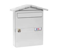 BTV | Buzones de Correos Exterior Modelo Chalet Color Blanco | Buzon Exterior con Cerradura de Seguriad Fabricado en Acero Galvanizao | Medias 34.6 x 29.9 x 8.7 cm