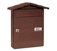 BTV Buzón exterior Modelo Chalet Marrón Tierra Acero galvanizado con cerradura 34.6×29.9×8.7 cm