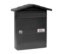 BTV | Buzones de Correos Exterior Modelo Chalet Color Negro | Buzon Exterior con Cerradura de Seguriad Fabricado en Acero Galvanizao | Medias 34.6 x 29.9 x 8.7 cm