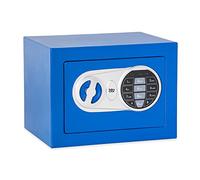 BTV | Caja Fuerte Electrónica modelo Minibank | Caja Seguridad Pequeña y Muy Segura para la Seguridad del Hogar | 17 x 23 x 17 cm | 5 L | Color Azul