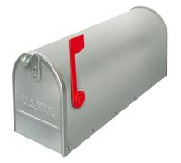 ALUBOX Buzón Americano 22X17X48 cm Buzón de Chapa Galvanizada Buzón Exterior Formato Revista con Bandera (PLATA)